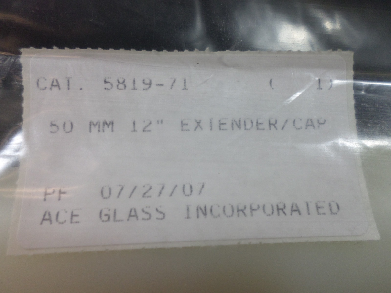 ACE GLASS 50mm ID 12” Extender With Cap For Adjusta-Chrome Columns 5819-71