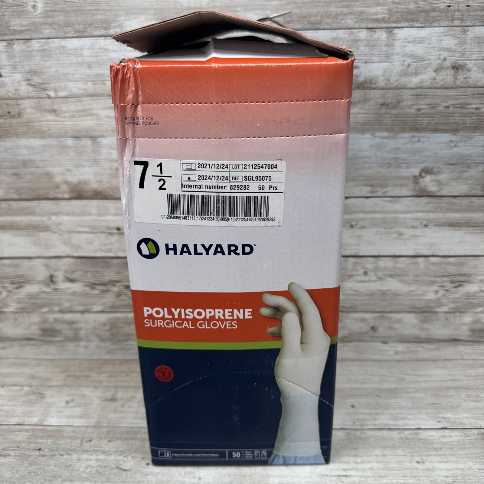 HALYARD Polyisoprene Surgical Gloves Size: 7.5 *DENTED BOX* *See Date*12-24