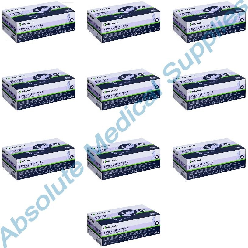 *2,500-Gloves* Halyard Lavender Powder-Free Nitrile Medical Exam X-Small 52816
