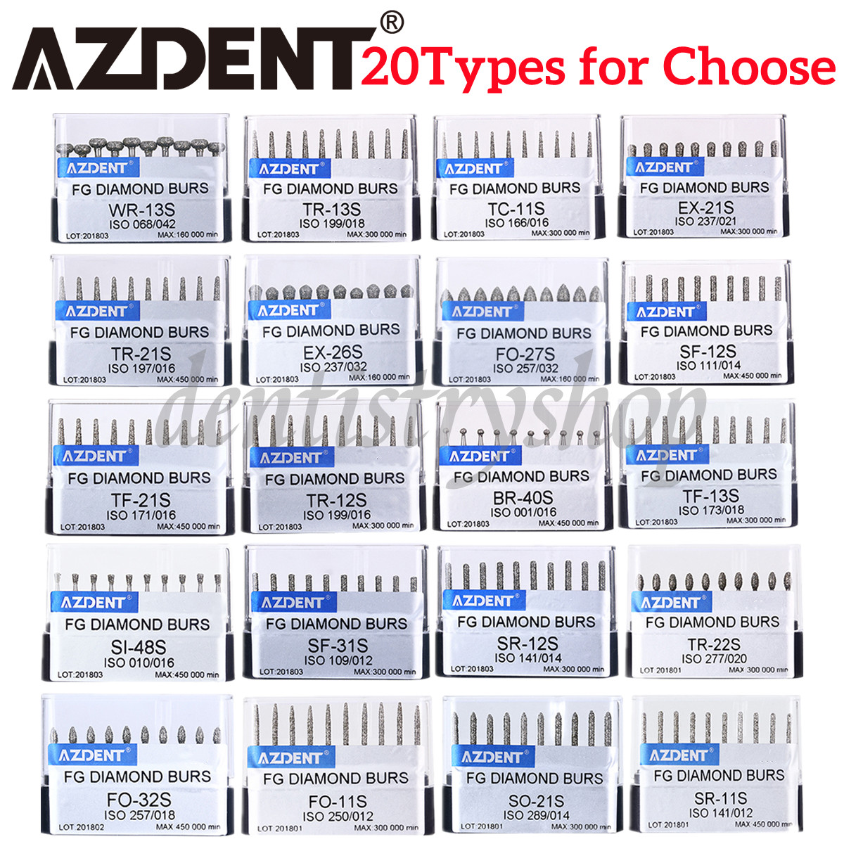 100pcs AZDENT Dental Super Coarse Diamond FG Burs For High Speed Handpiece
