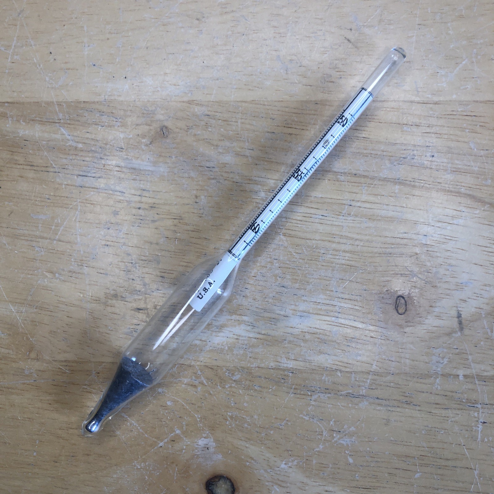 BAUME Specific GRAVITY Hydrometer GLASS Scale Tp. 60o F. – U.S.A.