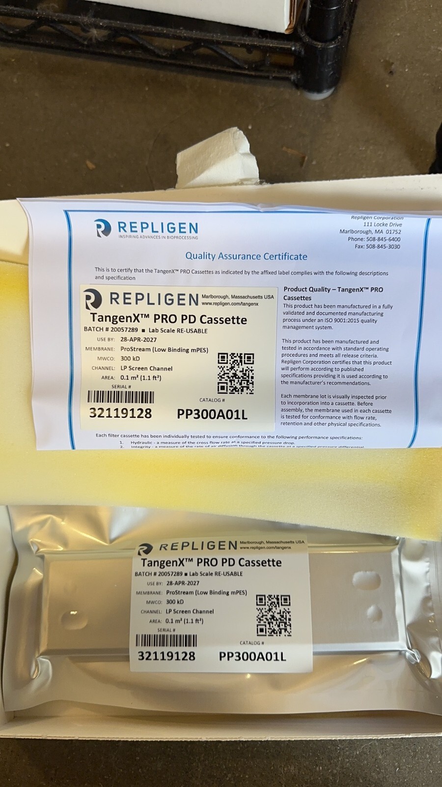 Repligen PP300A01L TangenX PRO PD Cassette 0.1m2 300kD, Exp 2027