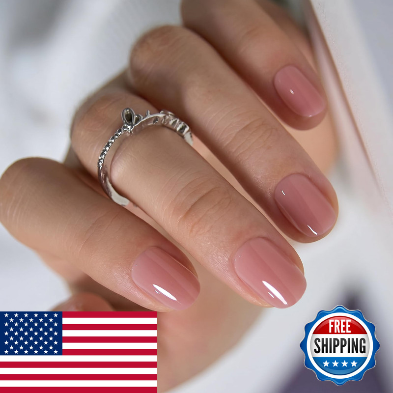 Curvlife Soft Gel Extra Short Press On Nails 30Pcs Honey Peach Pink Oval