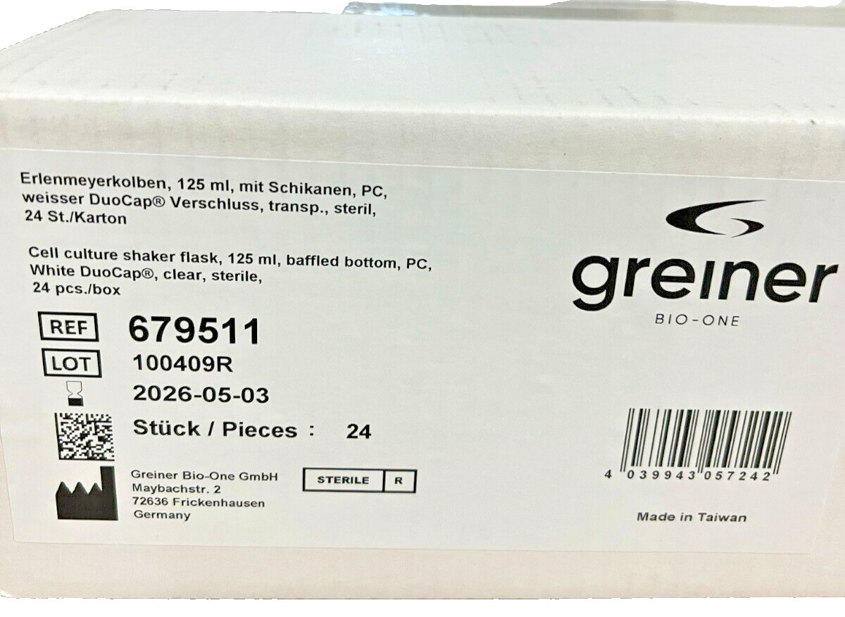 Greiner Bio-One 679511 Cell Culture Shaker Flask 125mL with DuoCap Box of 24