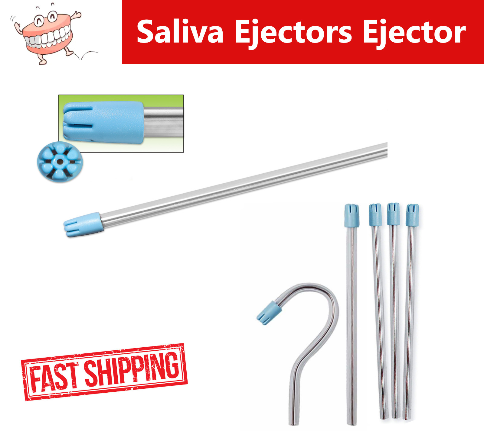 1000/Box Saliva Ejectors Ejector Clear/BLUE Dental Suction Tips Disposable Tips