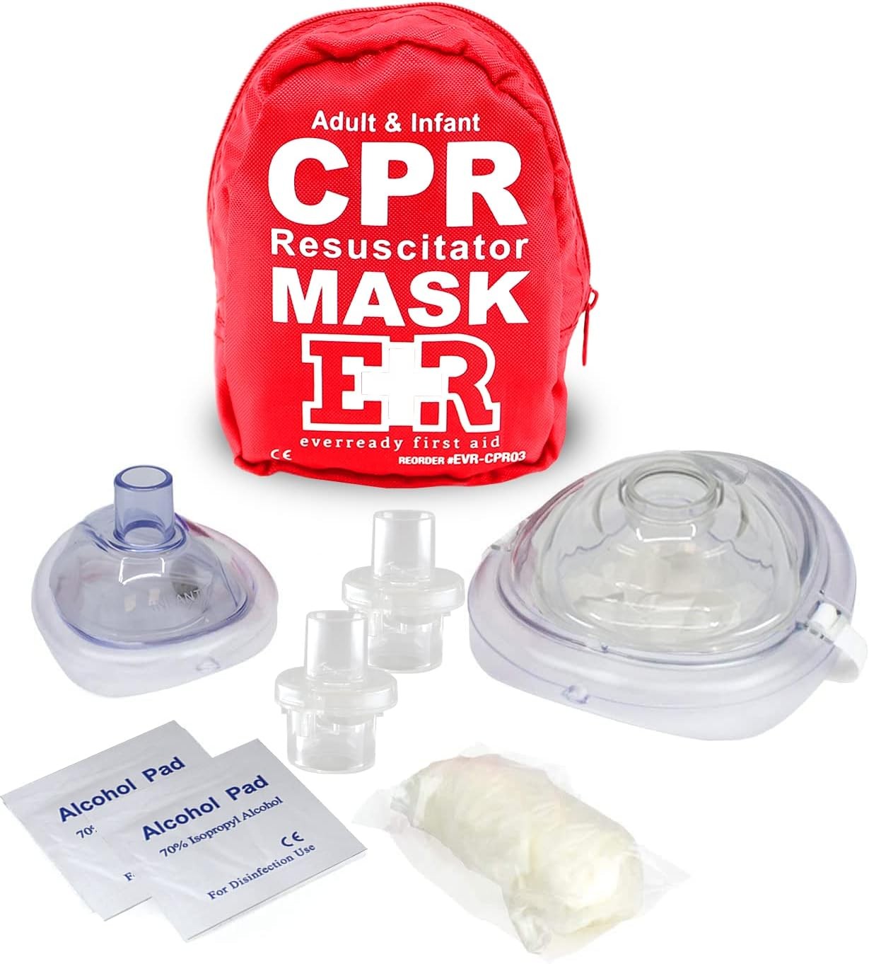 2 Pack Adult Infant CPR Mask Kit with One Way Valves Gloves
