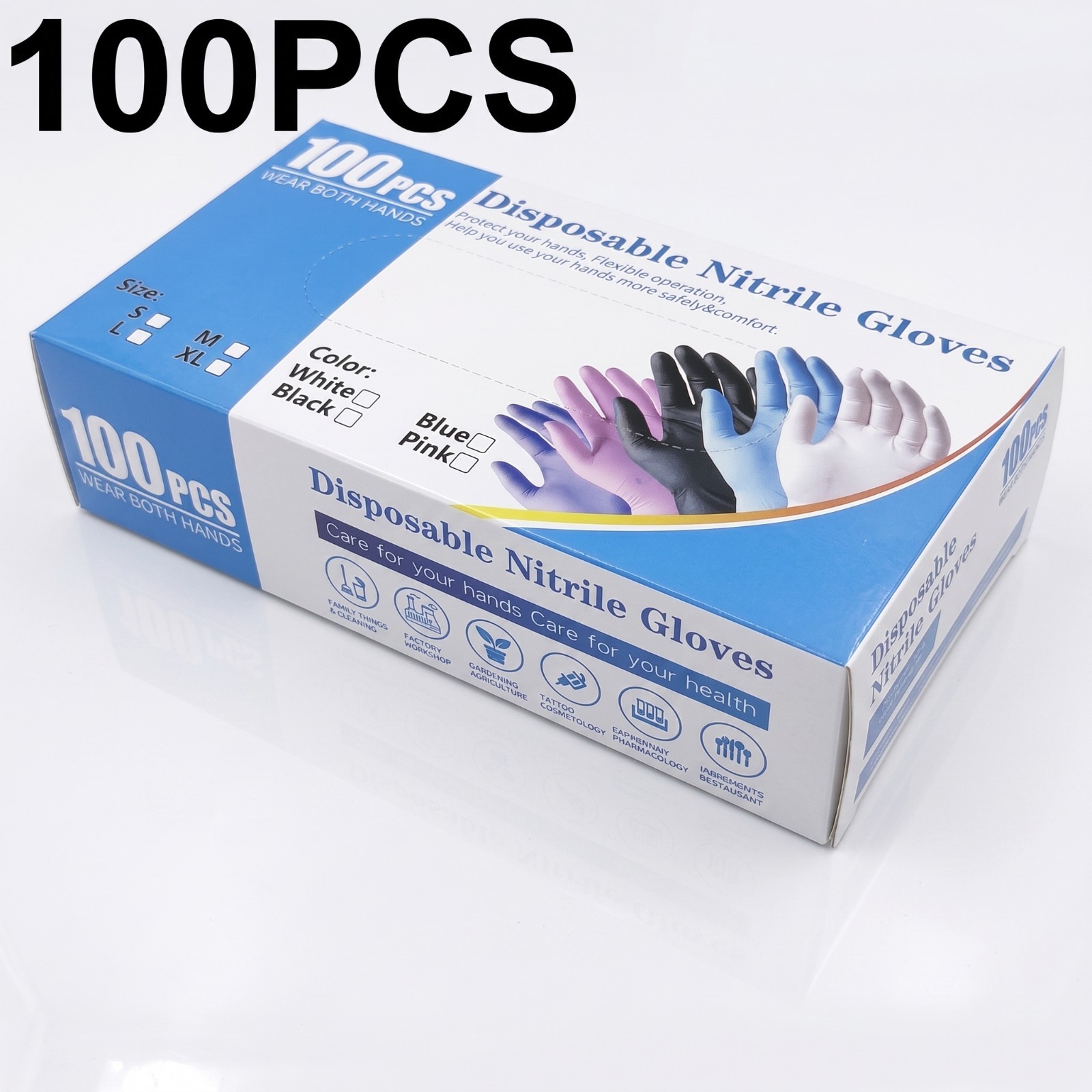 Disposable Nitrile Gloves 100pcs – Powder & Latex Free For Medical & Home Use
