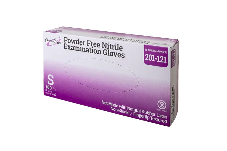 OMNITRUST NITRILE EXAM GLOVES, X-SMALL, TEXTURED, 100/BX, 10 BX/CASE, 201-120