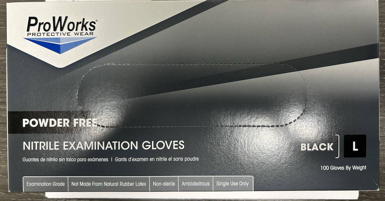 ProWorks Nitrile Examination Gloves Black Powder-Free M L XL