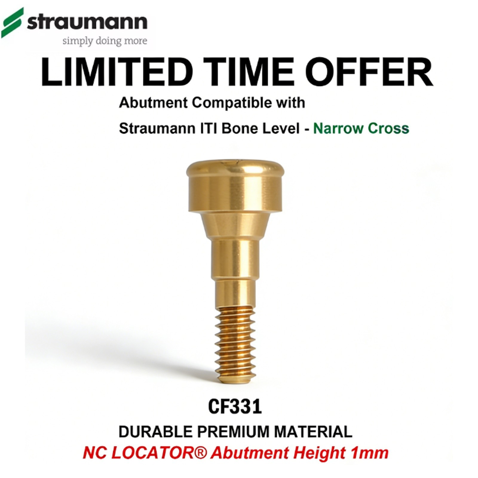 Titanium Locator Abutment Fit Straumann Bone Level NC/RC Zest Locator Compatible