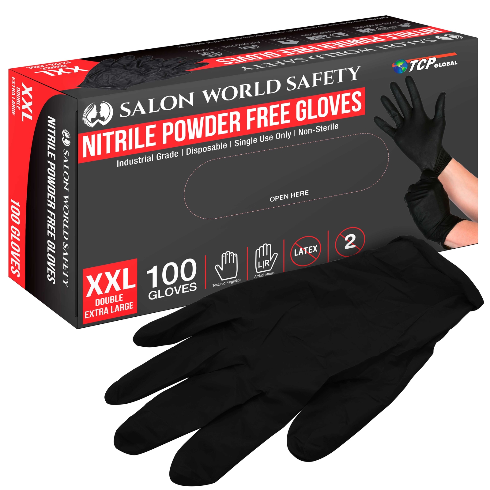 Black Nitrile Disposable Gloves, Box of 100, XX-Large, 4 Mil Thick – Latex Free