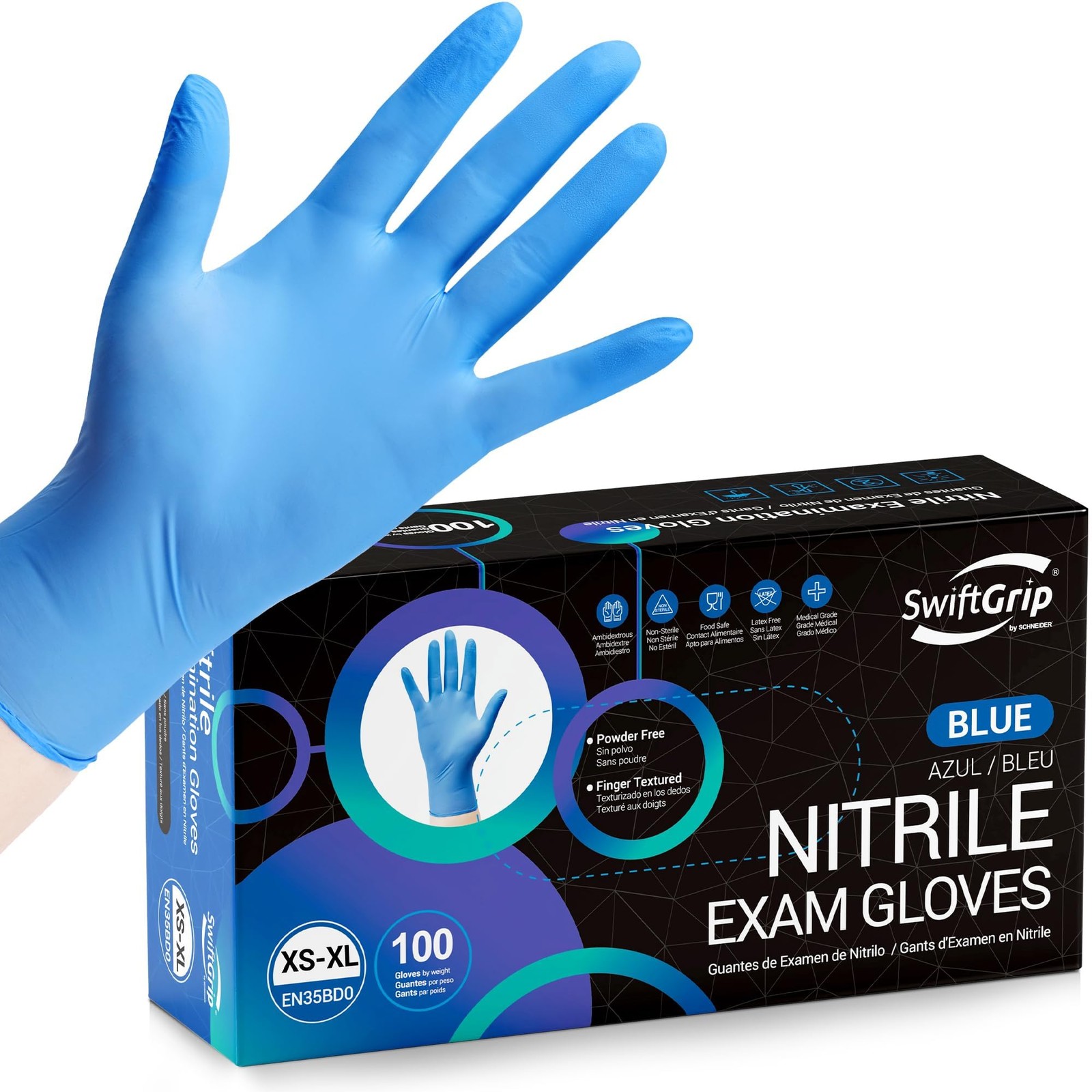 Disposable Nitrile Exam Gloves, Blue, Latex , Medical Gloves for Cleaning, Fo…