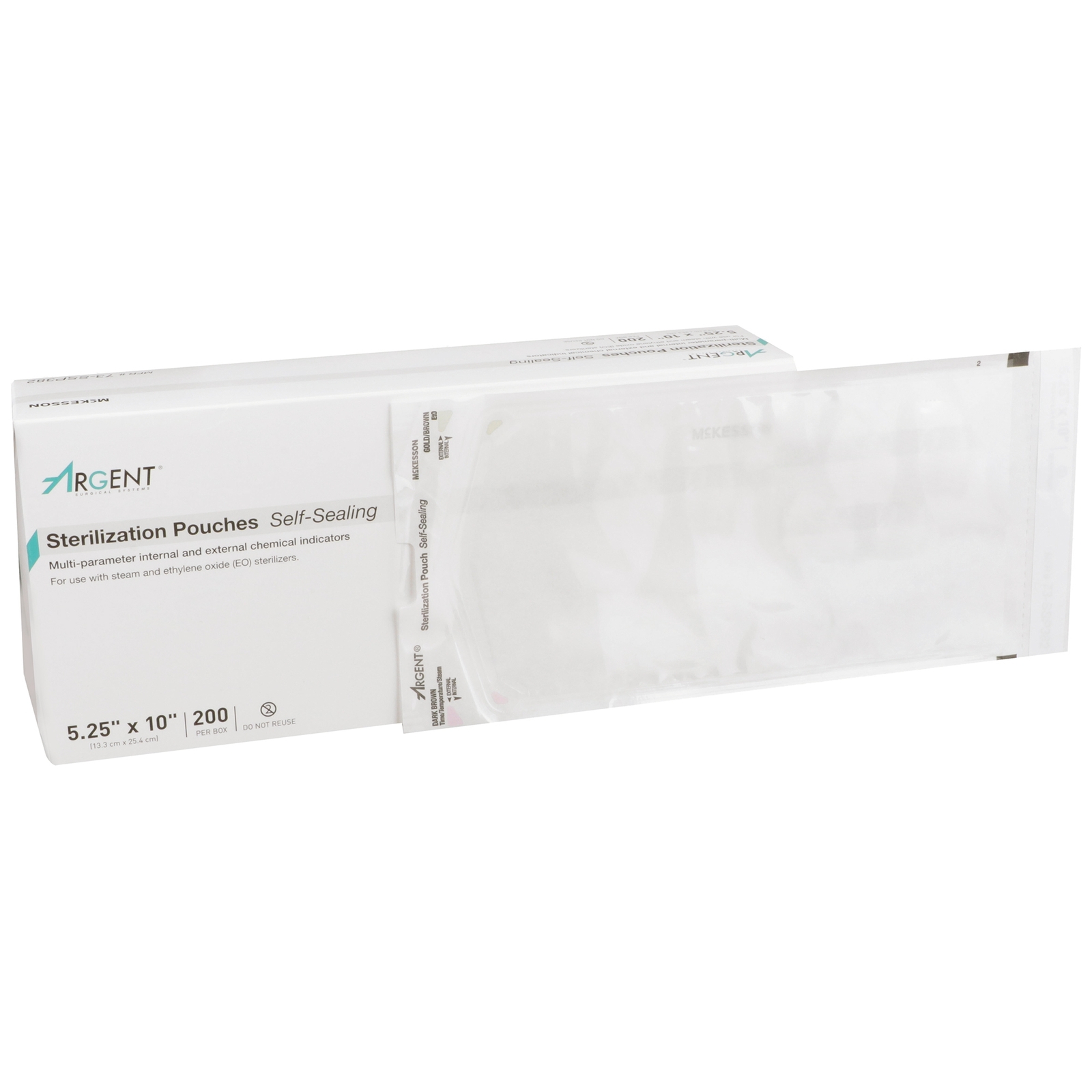 McKesson Argent Sure-Check Sterilization Pouch Transparent Blue 5.25 x 10″ Self