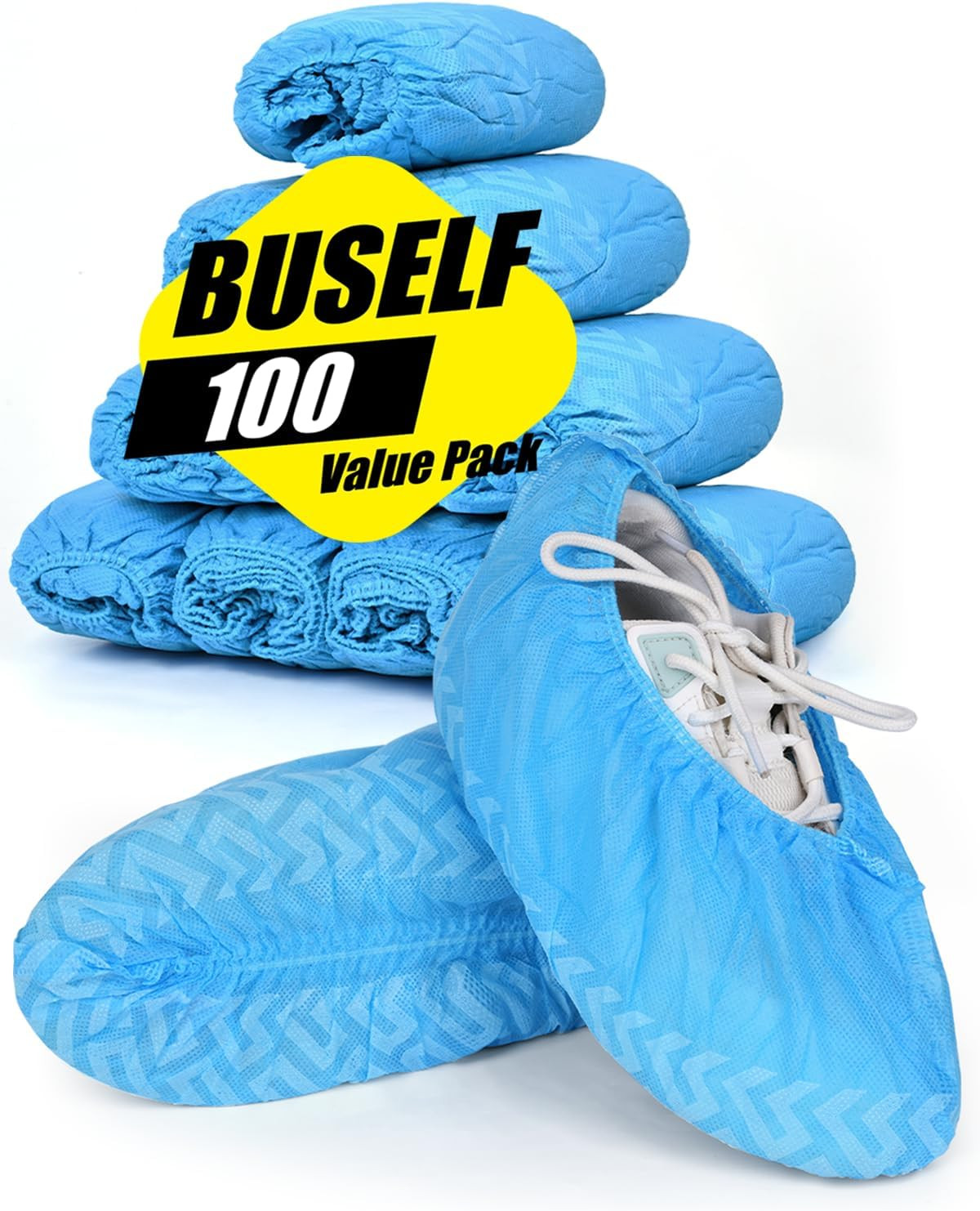 X-Large 100 Count Shoe Covers Disposable Non-Slip, Premium Cloth Boot Covers, Sl