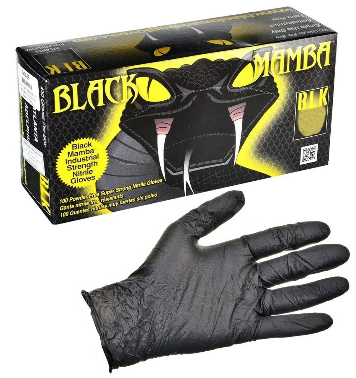 Black Nitrile Gloves X Large Mamba Powder Free Exam Industrial Disposable