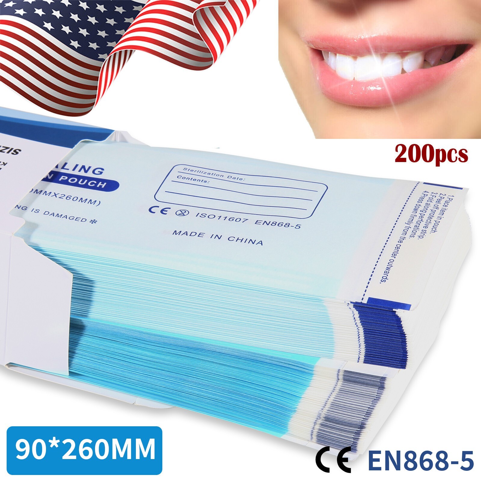 Sterilization Pouches- 3.5 ” x 10 ” Dental Self Pouch Bag 200 Bags