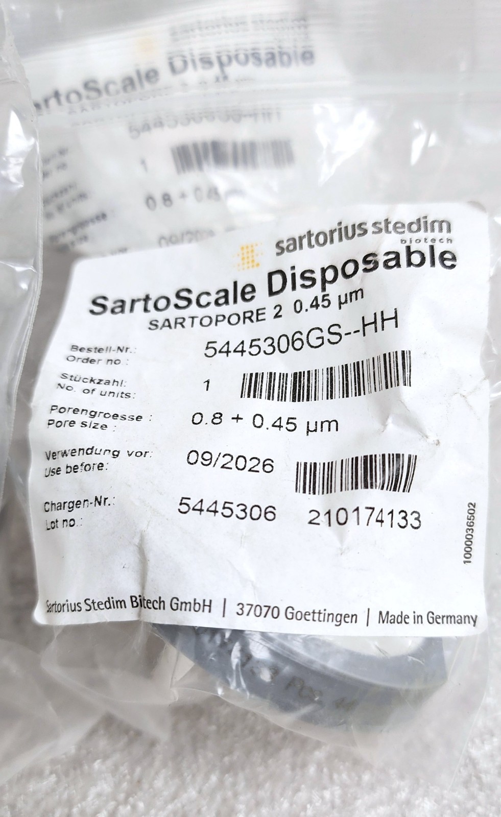 SARTORIUS 5445306GS–HH Sartopore 2 Sartoscale Disposable Filter 0.45µm | 6pc