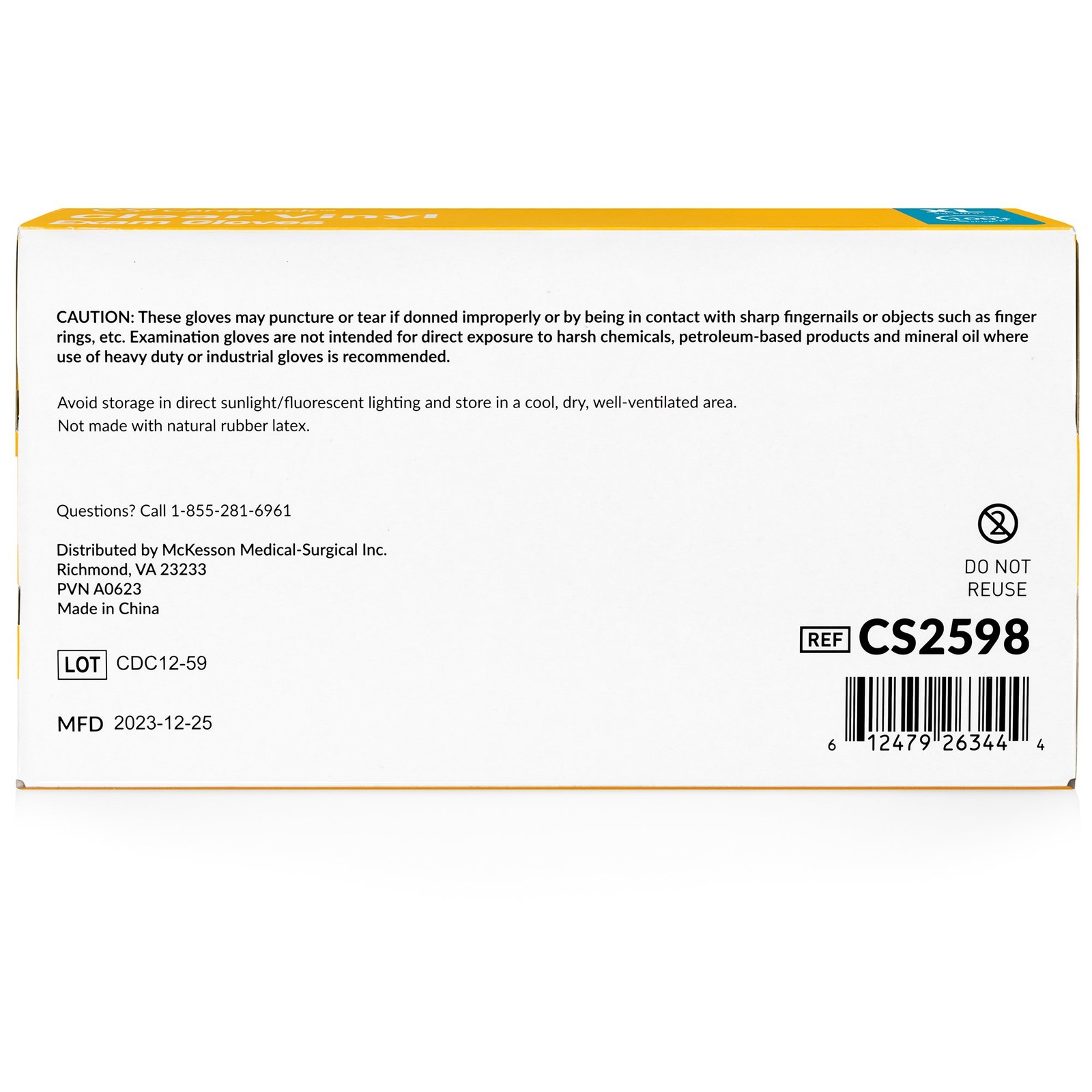 CareStock Vinyl Exam Glove Standard Cuff Length X-LARGE CS2598 1000 per Case