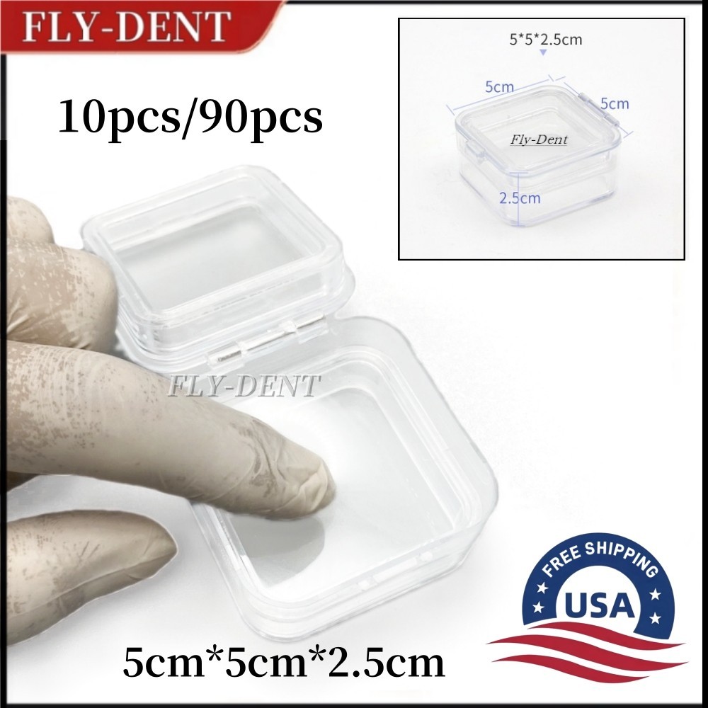 10/90pcs Denture Teeth Case Membrane Container Hinged Jewelry Crown Display Box