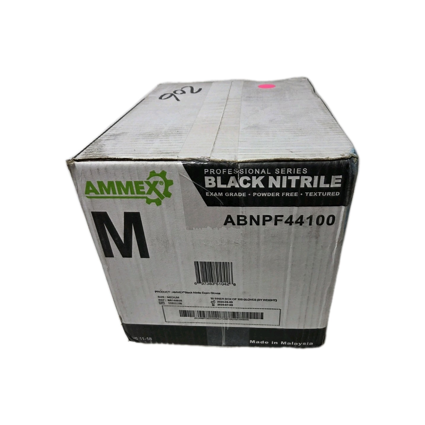 AMMEX Black Nitrile Exam Gloves, Case of 1000,3 Mil,Medium,Latex Free,ABNPF44100