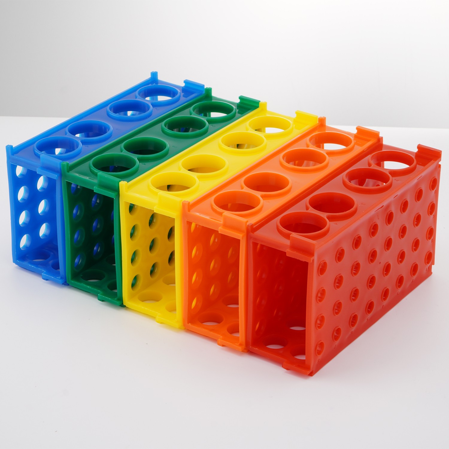 5Pcs 4 Way Plastic Test Tube Rack Lab Tube Racks Tube Holder Assorted Colors US