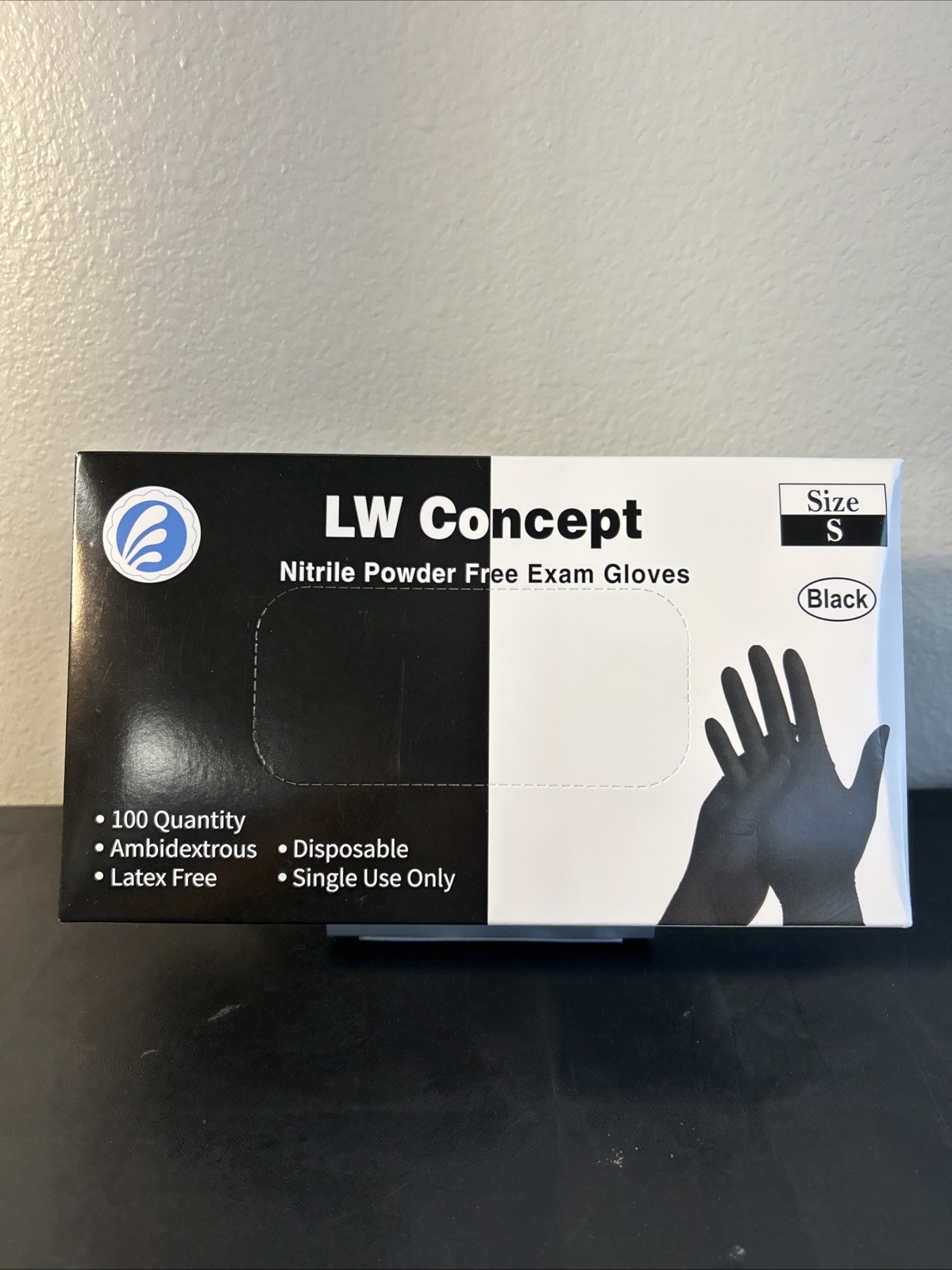 L W Concept Nitrile Exam Gloves Size Small Box of 100