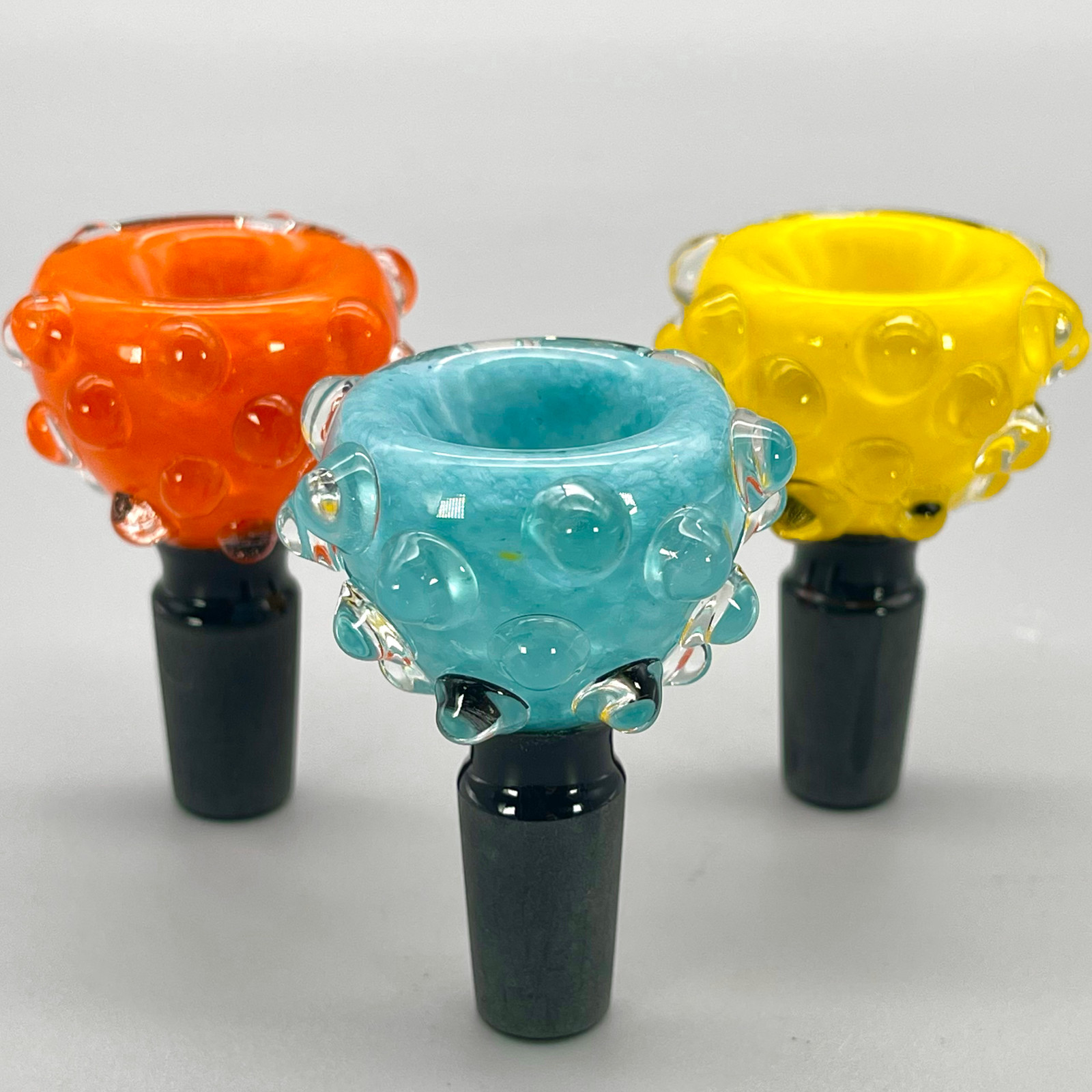 Full Assorted Color Frit Encased Bubble Warts Hand Blown Glass Bowl Gog 14mm