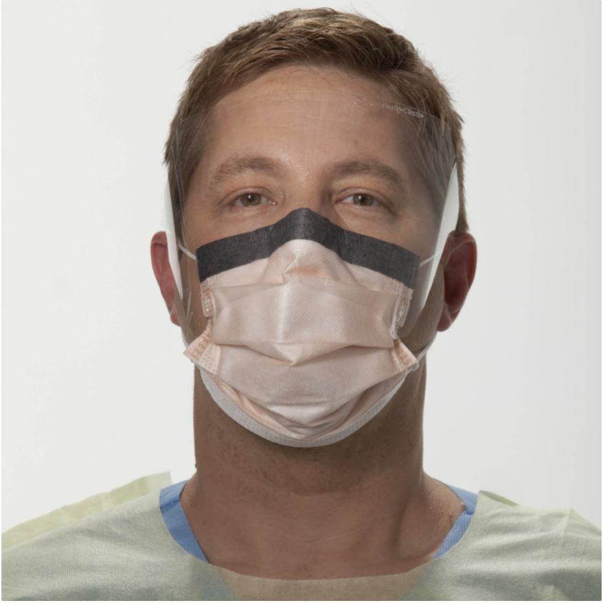 *25-Pieces* Halyard FluidShield Level 3 Visor Procedure Face Mask Orange 47147