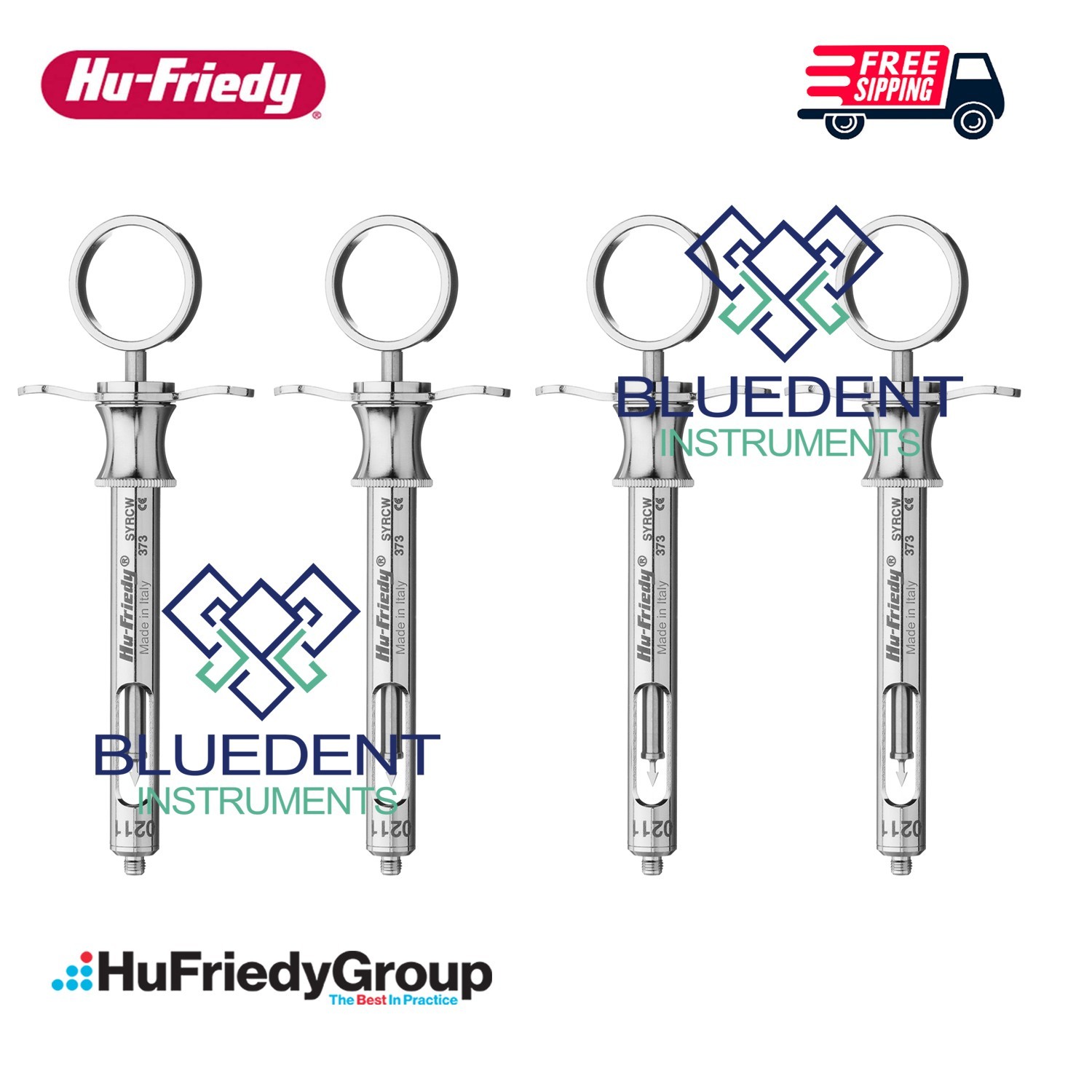 Lot of 4 Hu-Friedy CW Style Dental Anesthetic Aspirating Syringes – 1.8ml SYRCW