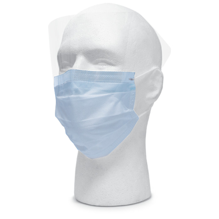 Level 3 (4 Ply) Procedural Masks with Anti-Fog Visor – Blue (25 masks per box)