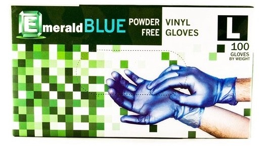 Emerald Powder Free Vinyl Disposable Gloves (BLUE)- Pack of 100 (Free Shipping)