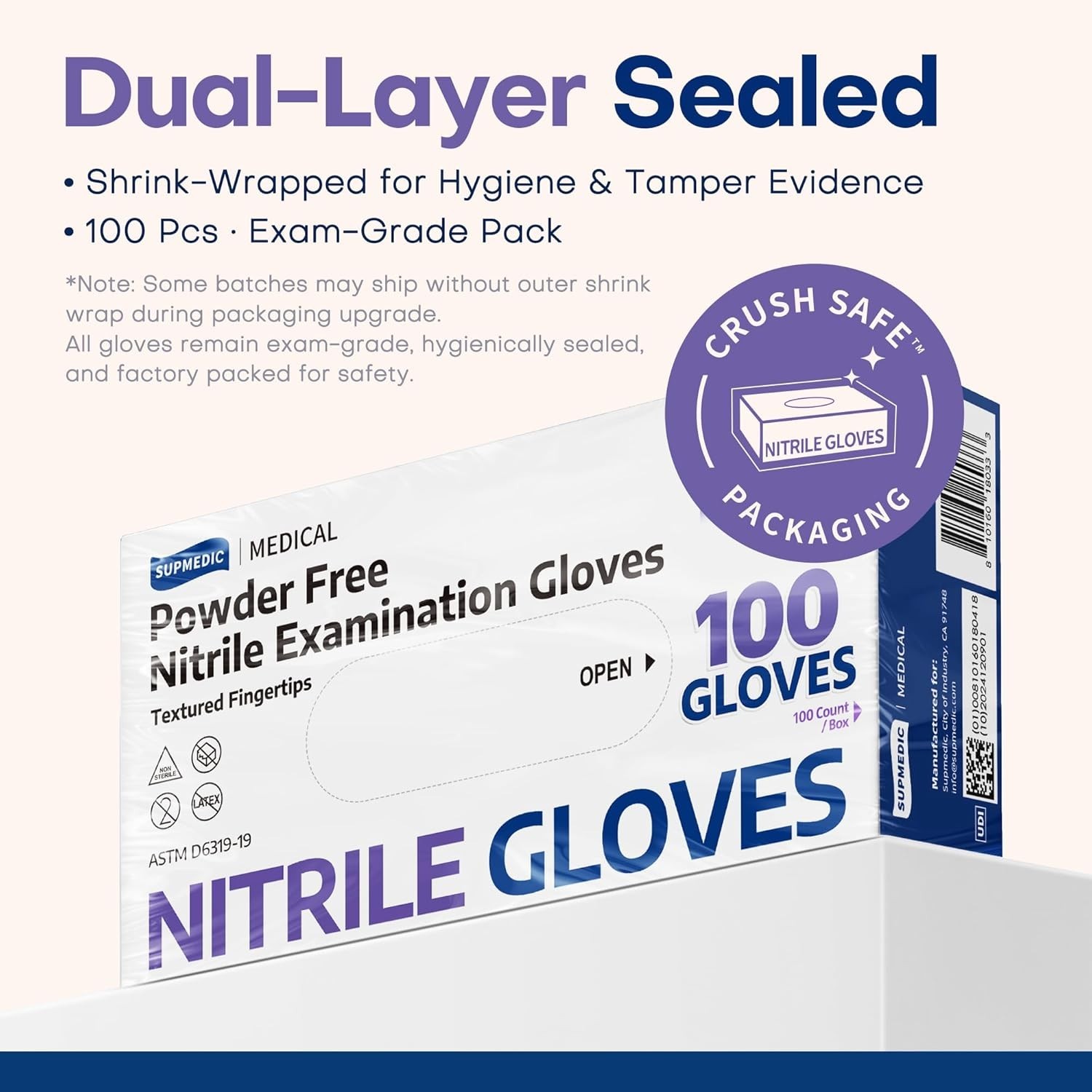 100 Ct Medical-Grade Soft Max Nitrile Disposable Gloves – Latex-Free, Food Safe
