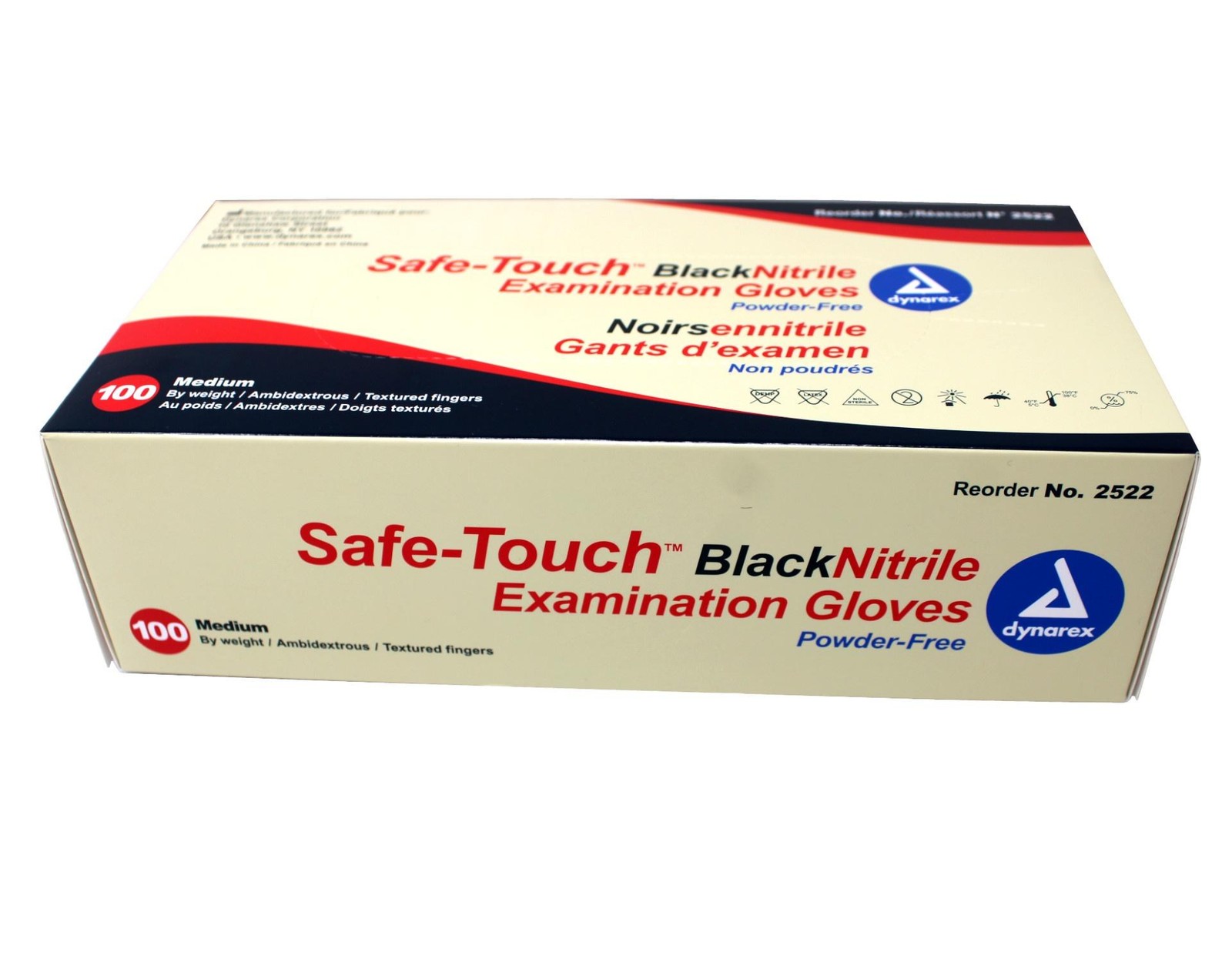 Dynarex Black Nitrile Exam Gloves, Medium, 100 Count – 1 Pack