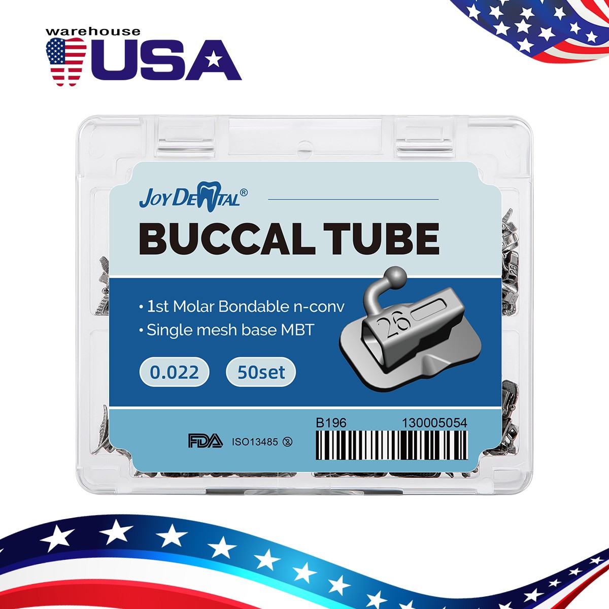 200PCS Dental Ortodoncia Tubos bucales de MBT 022 1er Molar Bondable Non-Conver