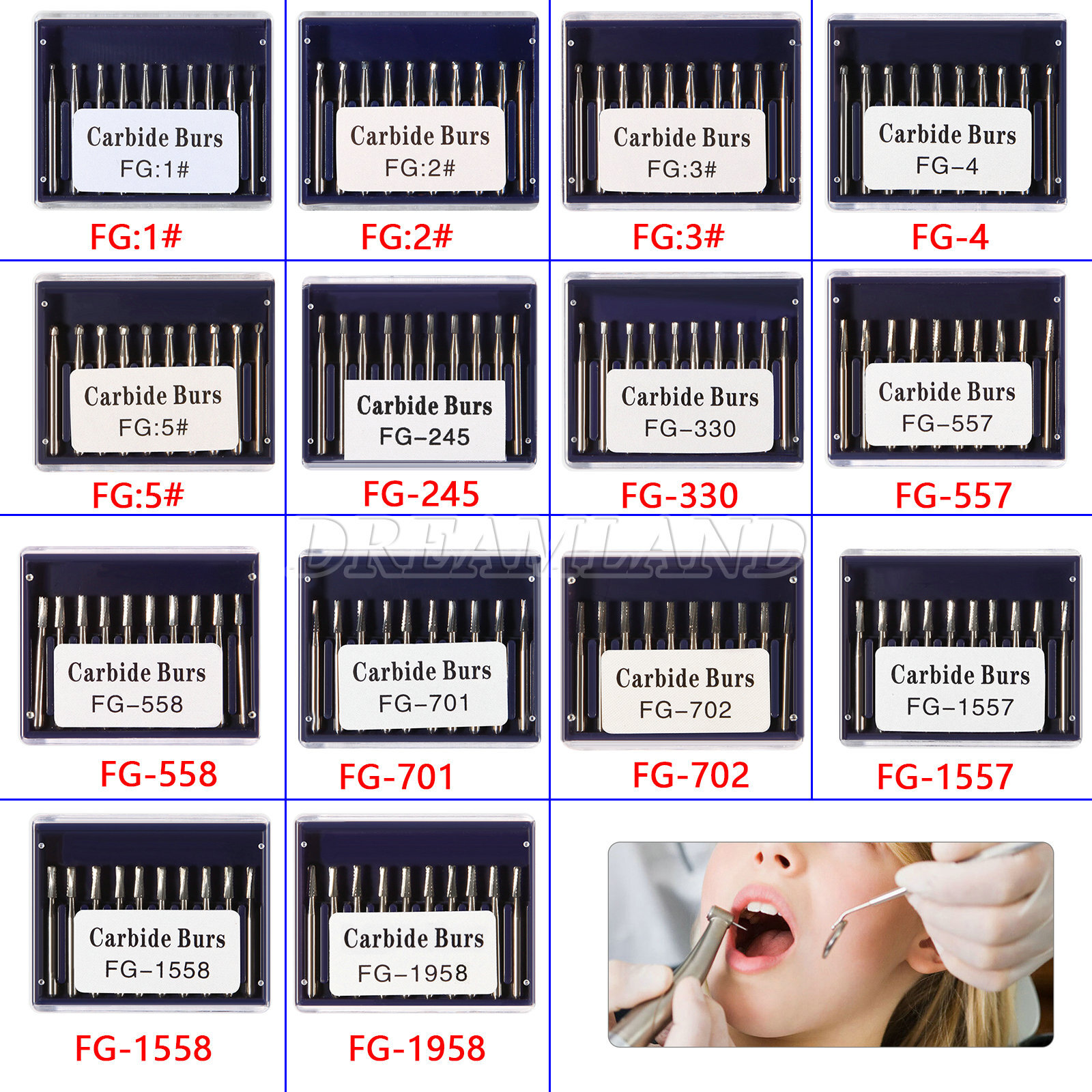 Carbide Bur Friction Grip 100pk Dental, Made In CHINA FG Bur all sizes 557, 330