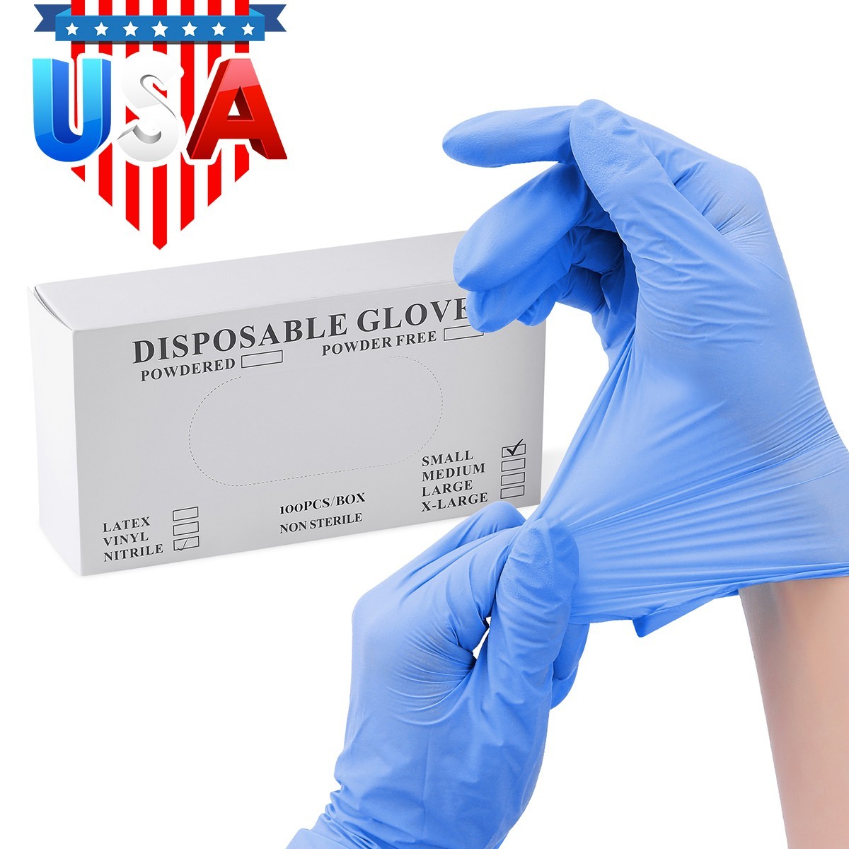 4 Mil Medical Grade Blue Nitrile Exam Latex Free Gloves S/M/L/XL Blue Gloves
