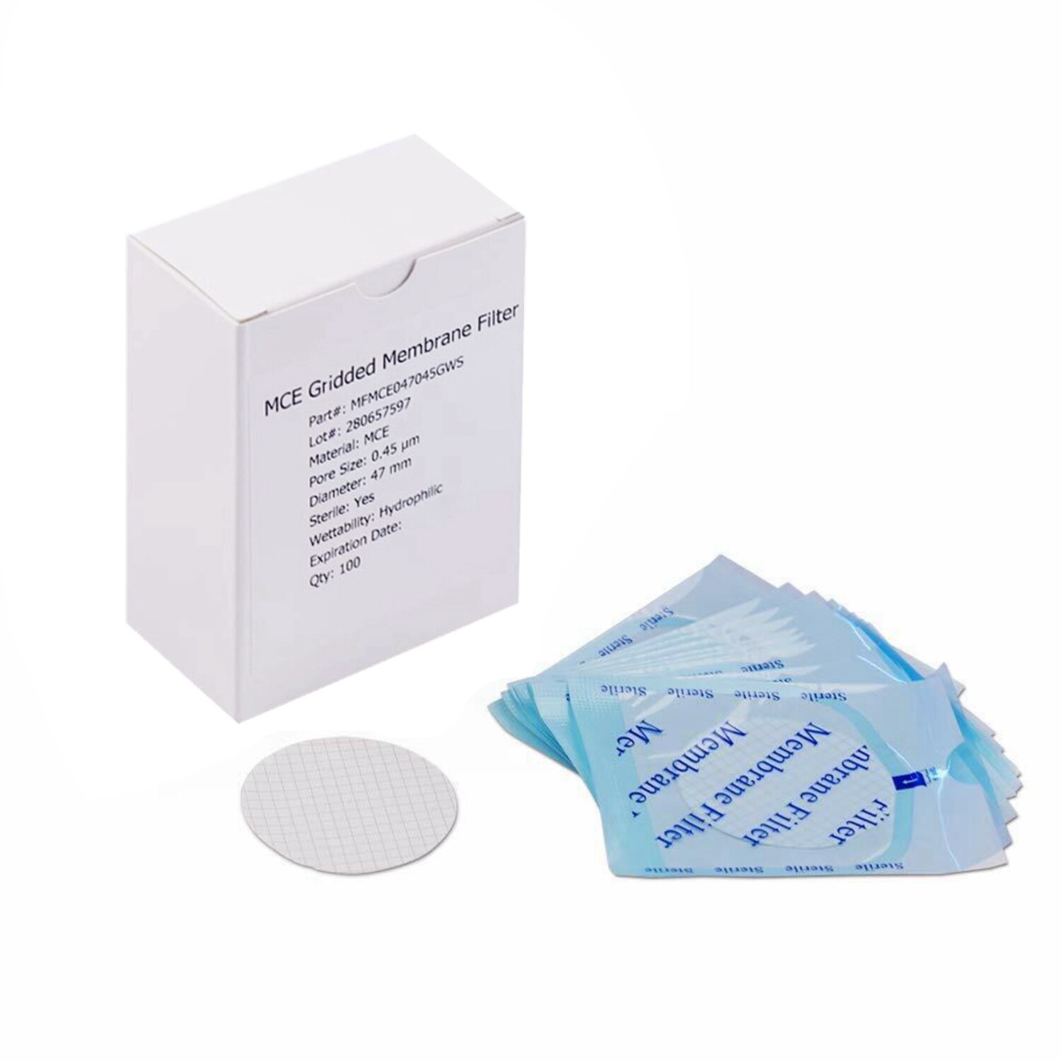 800pcs Scientific MCE Membrane Filter Mixed Cellulose Ester 0.45 µm 47mm Sterile