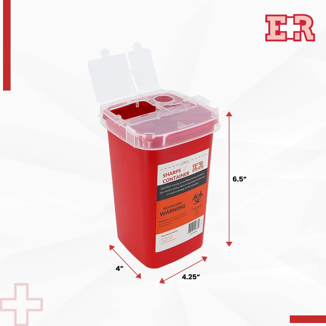 Ever Ready EVR202 Sharps Container Waste Disposal 1 Quarts / 32oz – RED 6PCS