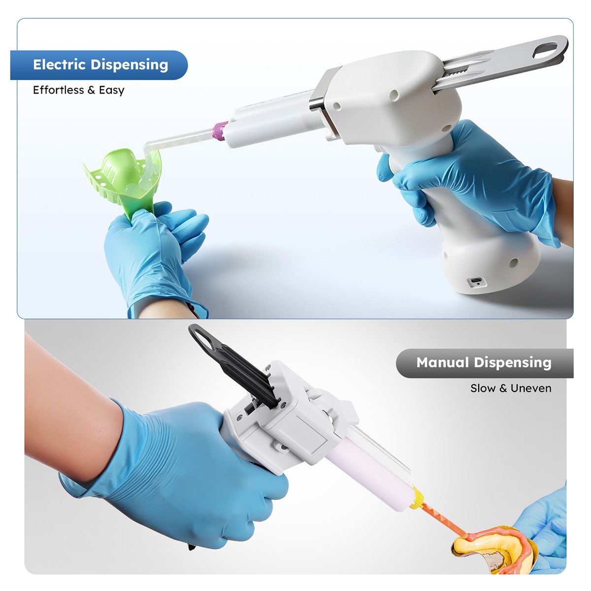 Dental Portable Electric Impression 1:1/2:1 Mixing Dispenser Dispensing Gun 50ml