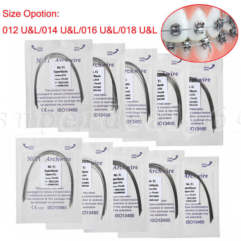 100PCS Dental Orthodontic Round Arch Wire Super Elastic NITI Ovoid Form Sizes ns