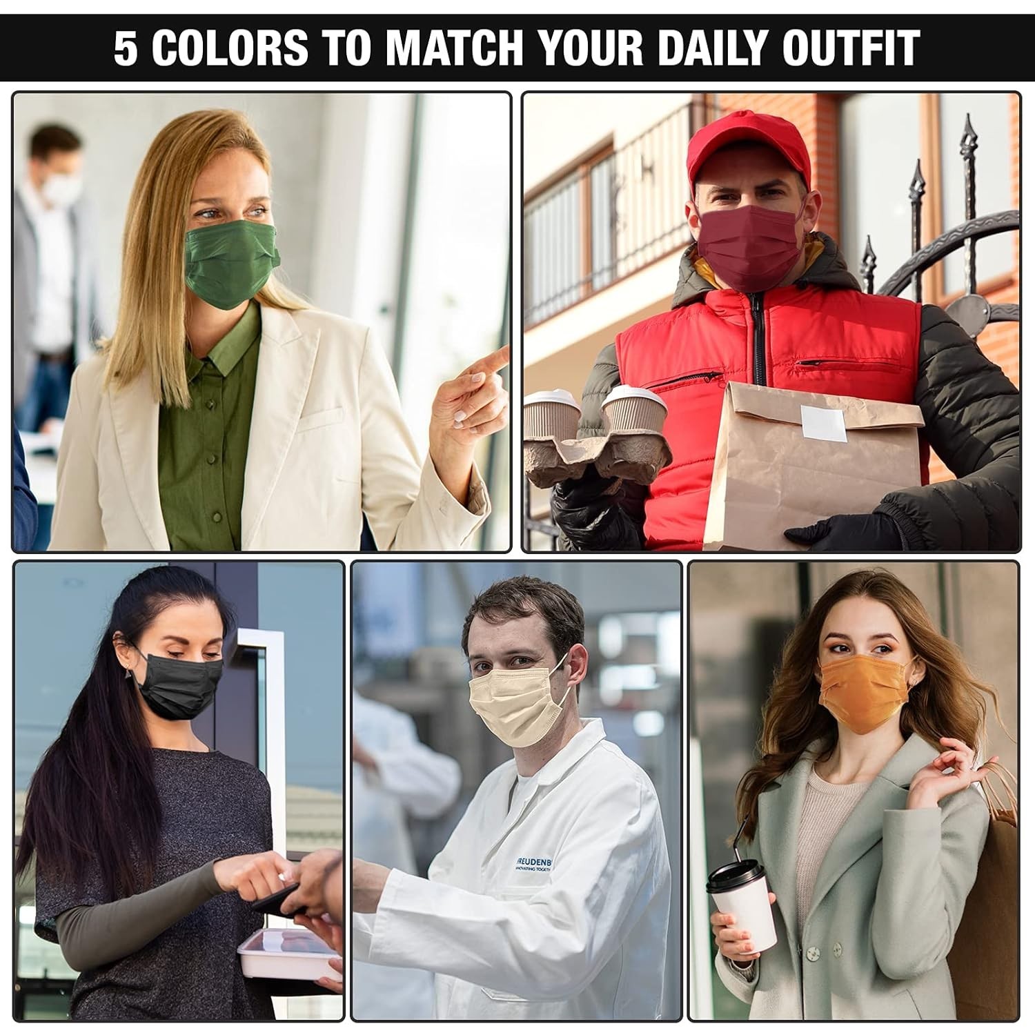 Breathable 4-Ply Disposable Masks – Colorful, Individually Wrapped, 50 Count