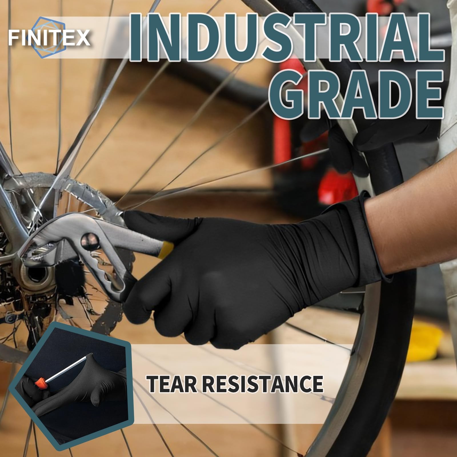 Finitex Black Nitrile Disposable Medical Exam Gloves 5 Mil Powder-Free