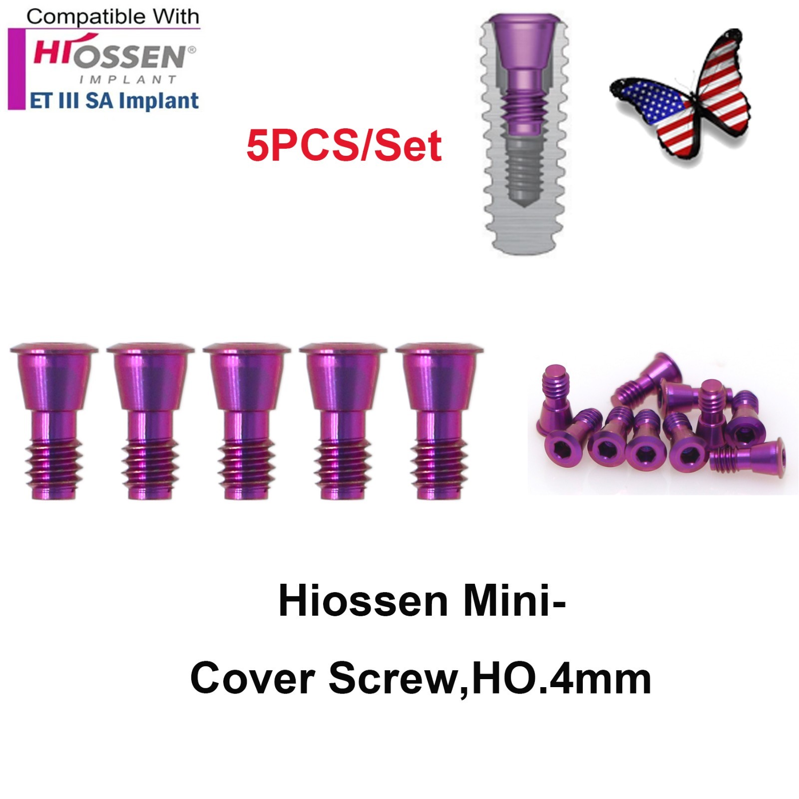 US 5Pcs Dental Healing Abutment Mini/Regular Hiossen Osstem ET TS Ti Implant Cap