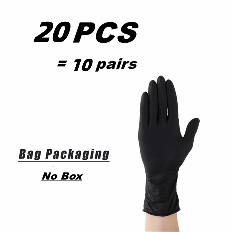 20/50/100PCS Black Nitrile Gloves Disposable Household Cleaning Gloves Large Tex
