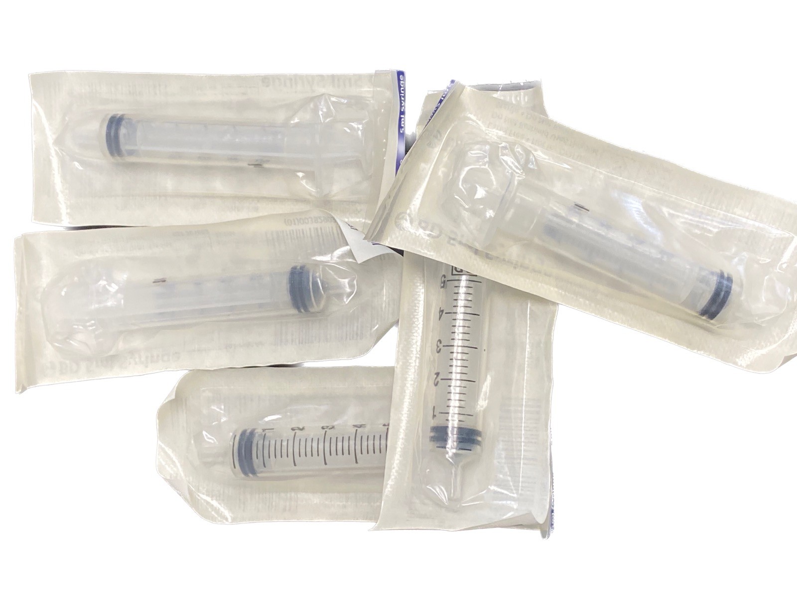 (93) General Use 5mL Plastic Graduated Slip Tip Syringes Blister Packed