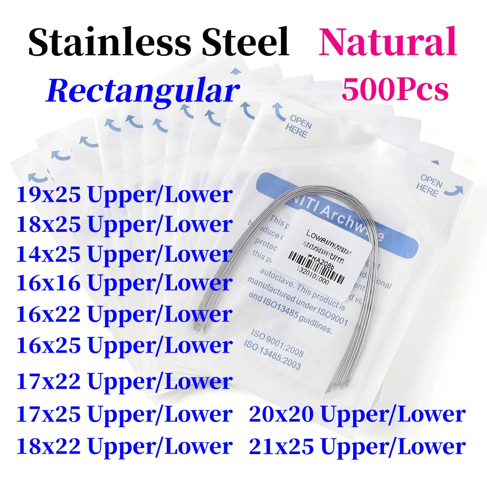500Pcs Dental Orthodontic NIti Stainless Steel Natural Rectangular Arch Wire