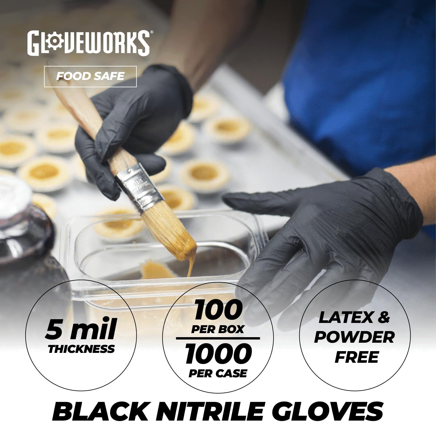 100 Pack Black Nitrile Gloves Medium Duty 5 Mil Chemical Resistant Safety Wear