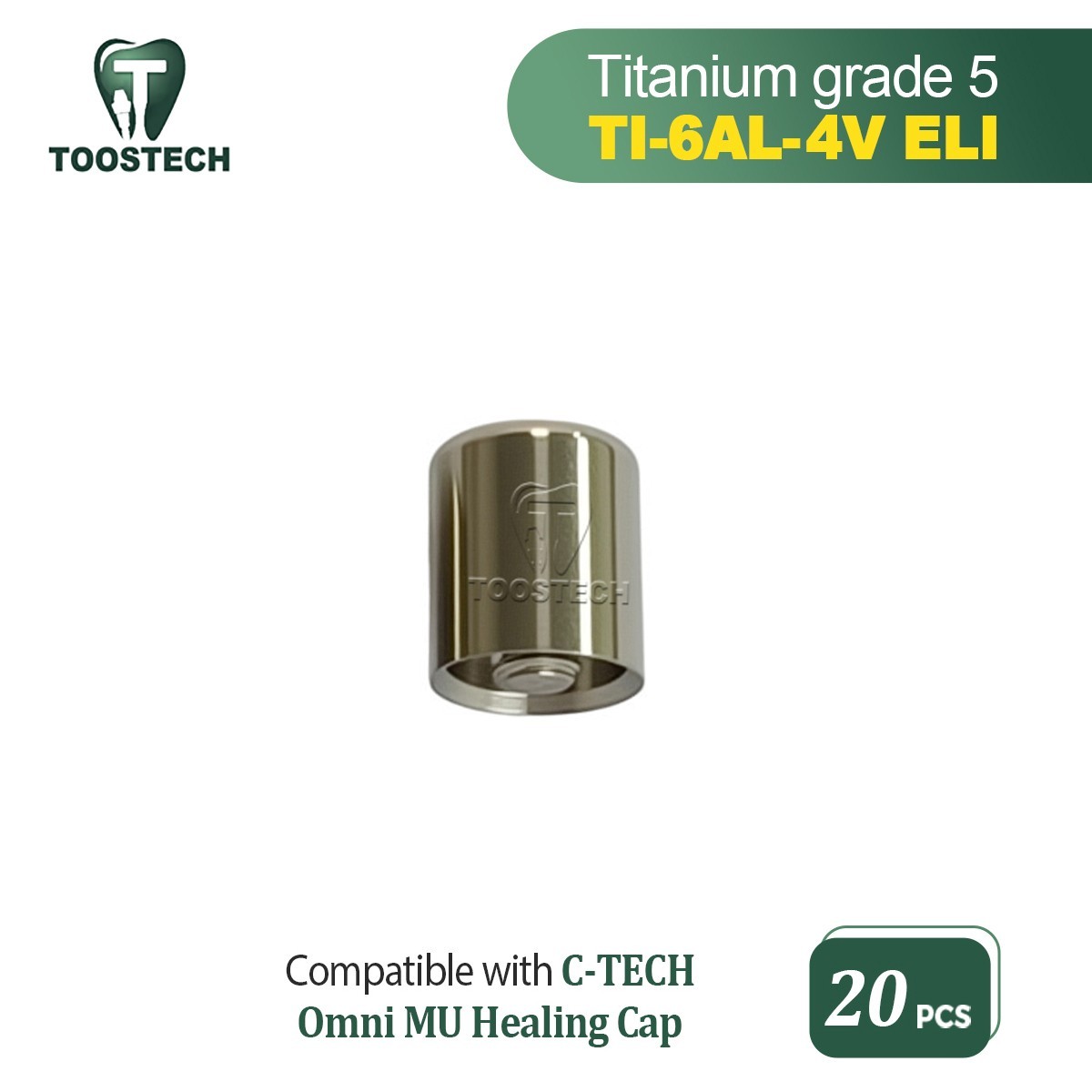 20pcs Dental Titanium MU Healing Cap for Omni Multi Unit Abutment fits C- TECH