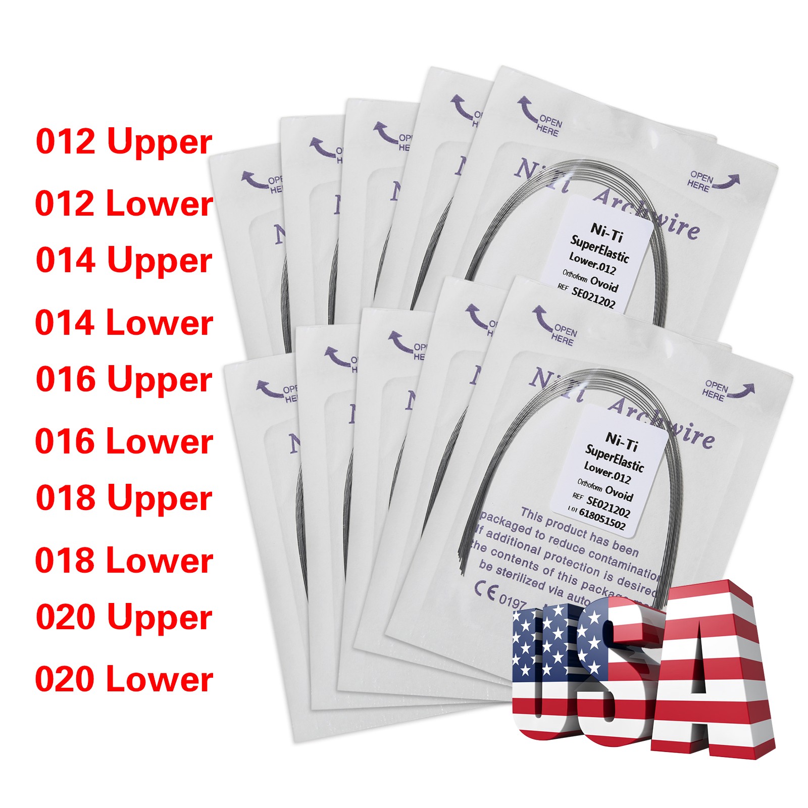 100PCS Dental Orthodontic Arch Wire Niti Round /Braces Bracket 022 Slot All st