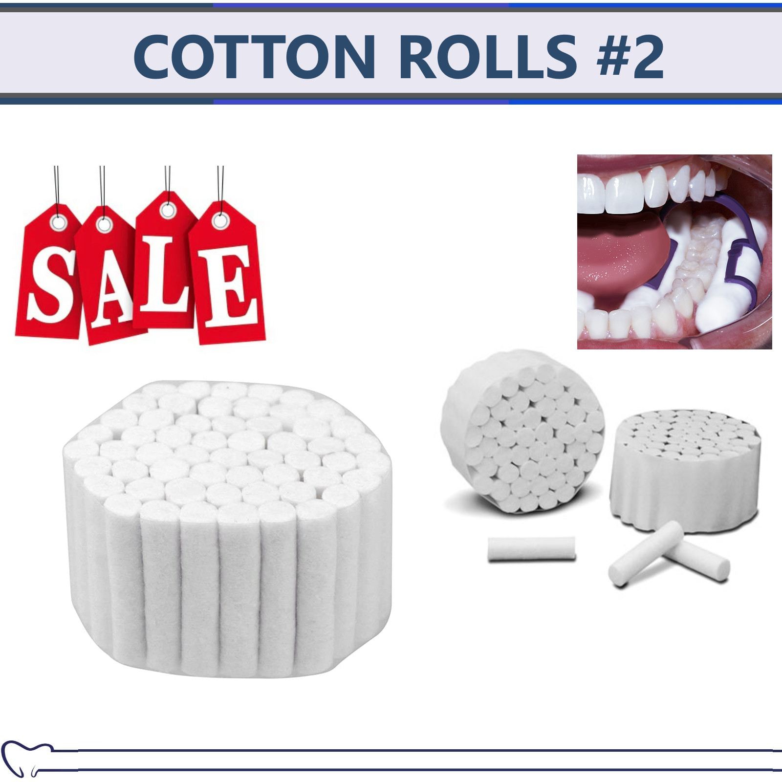 50 / 100 pcs Dental COTTON ROLLS #2 MEDIUM – US SELLER PREMIUM QUALITY